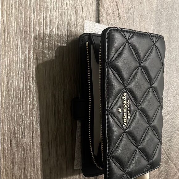 NWT Kate Spade Black leather Quilted Wallet - Picture 3 of 3